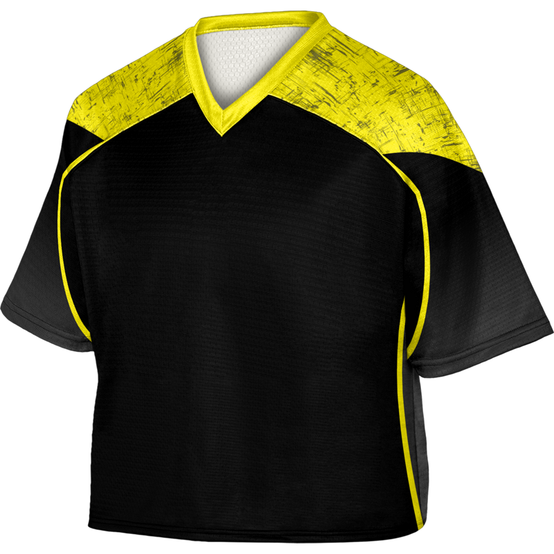 Black & Yelloy Colorblocked Printed Lacrosse Wear Jersey
