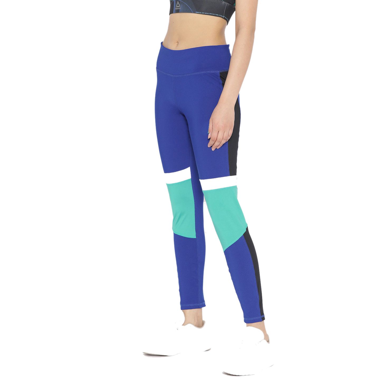 Blue & Green Paneled Yoga Wear Leggings