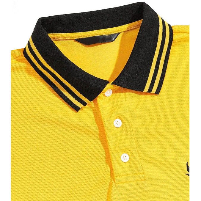 Yellow Contrast Colar Striped Polo Shirt